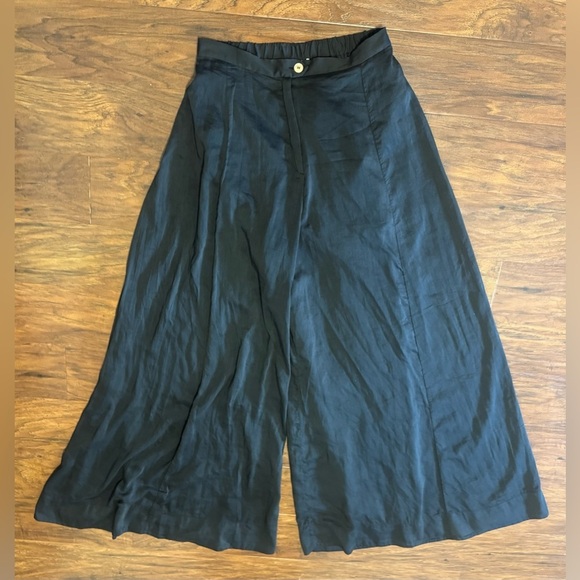 Forte Forte Pants - Forte Forte Black Semi-Sheer Palazzo Pants Wide Leg Silk Cotton Luxury US 6